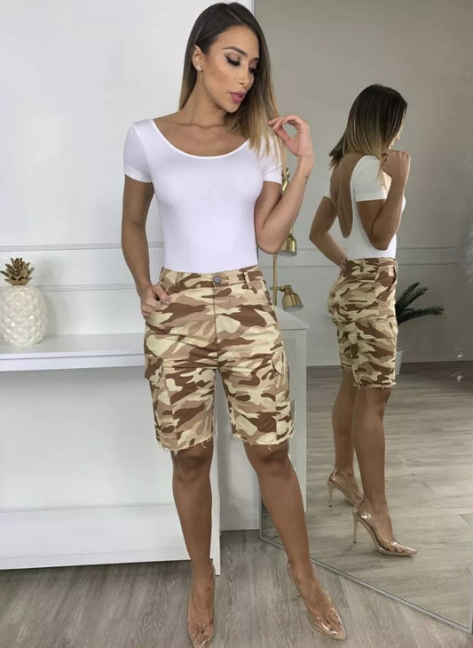 Women's Camouflage Shorts - Stylish & Comfortable Military Print Cargo Shorts