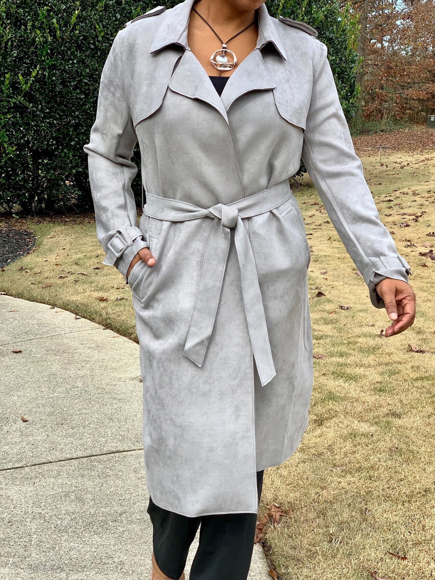 Microfiber Trench Coat with Belt