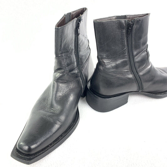 Sketchers Ankle Zip Black Leather Chelsea Boot, Men’s Size 8.5 Made In Italy