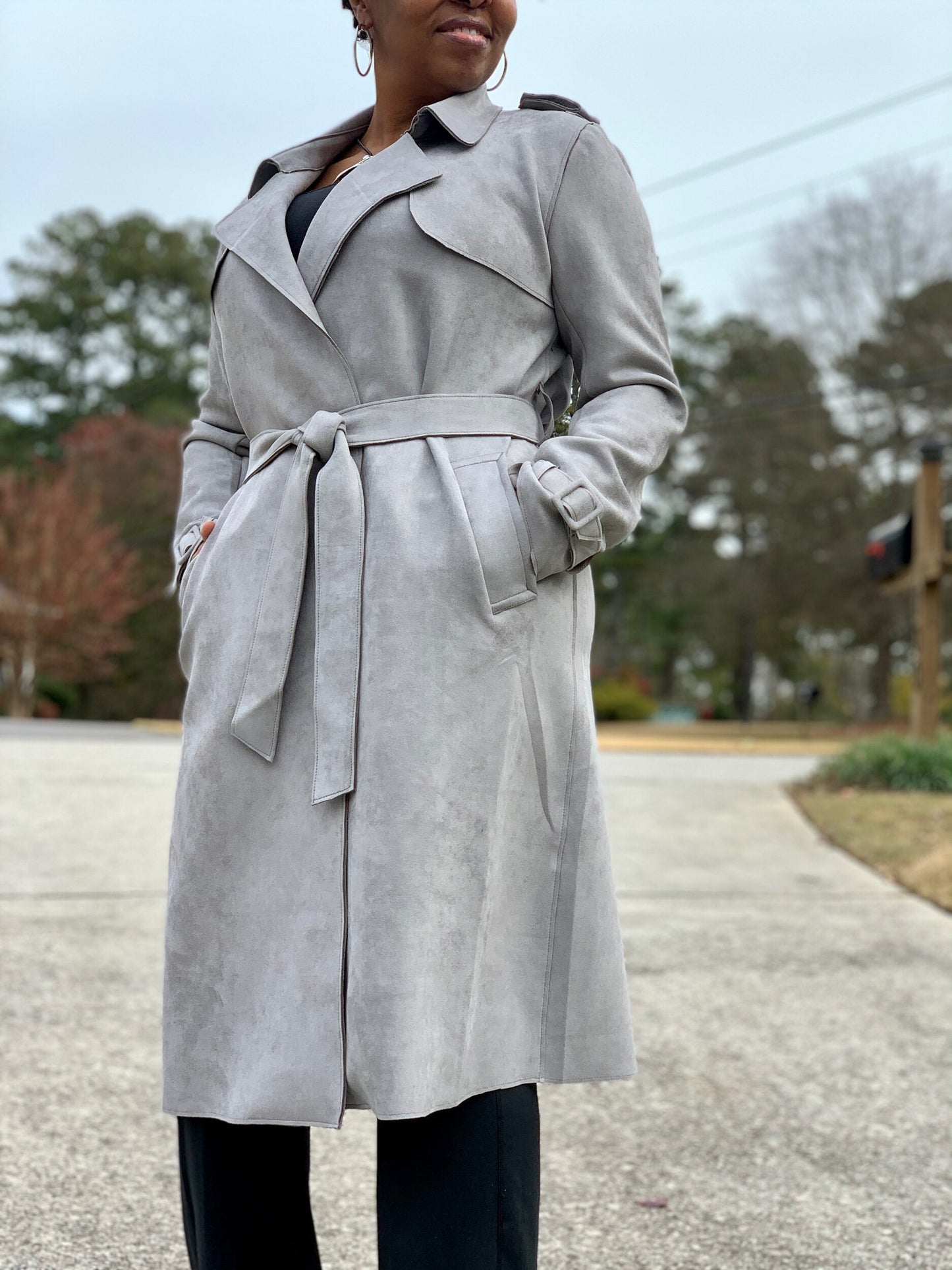 Microfiber Trench Coat with Belt