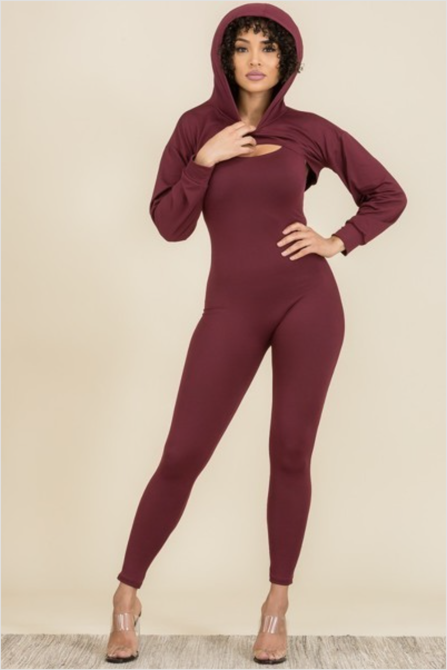 One Piece BodyCon Jumpsuit with Crop Top Hoodie – Second Hand Stitch