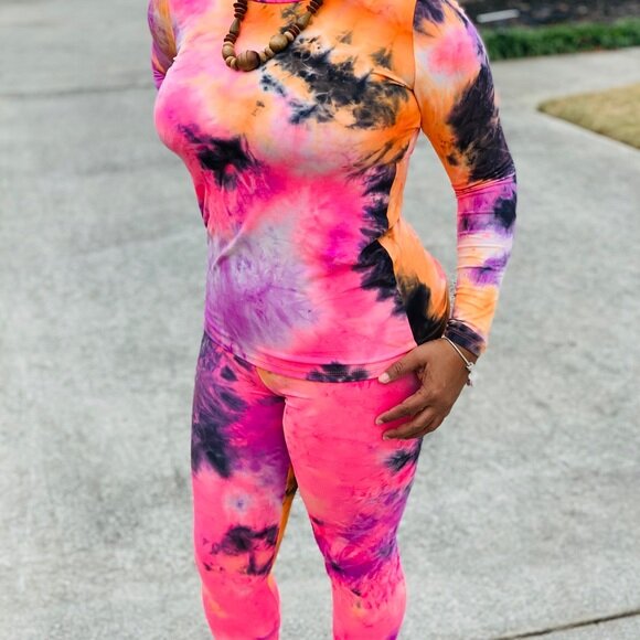 Tie-Dye 2-Piece Loungewear Set L